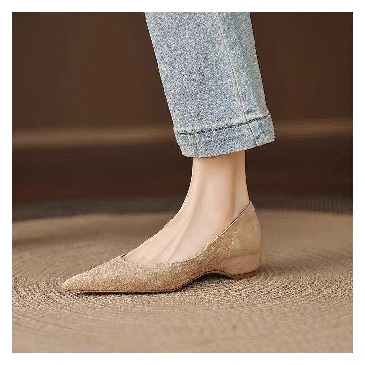 Fashion Suede Middle Heels Pointed Toe Dress Shoes Women Elegant Pumps Spring Autumn Casual Work Shoes for Women Solid Dress Heels Women