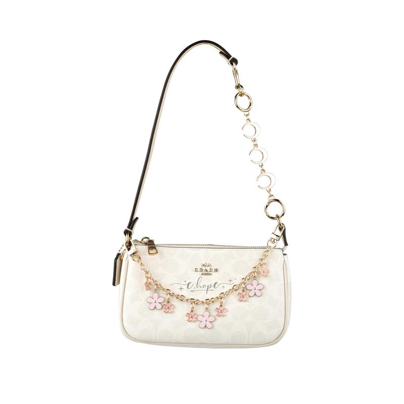 

COACH handbag [Customized bag] Nolita 19 Jiuqi silver small flower bag metal brand logo trendy and versatile artificial leather small size sakura срібний