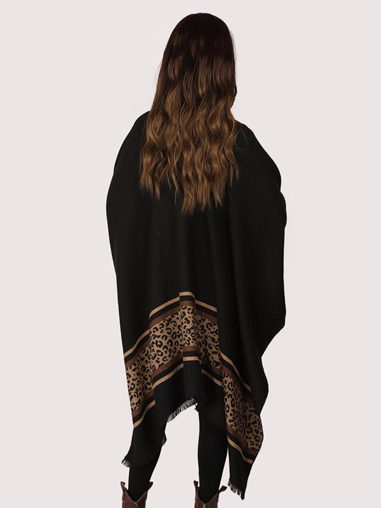 Autumn Winter Women Scarf Lady Layers Poncho Elegant Leopard Wrap Shawl Scarve Capa Para Mujer Pashmina Cloak Imitation Cashmere