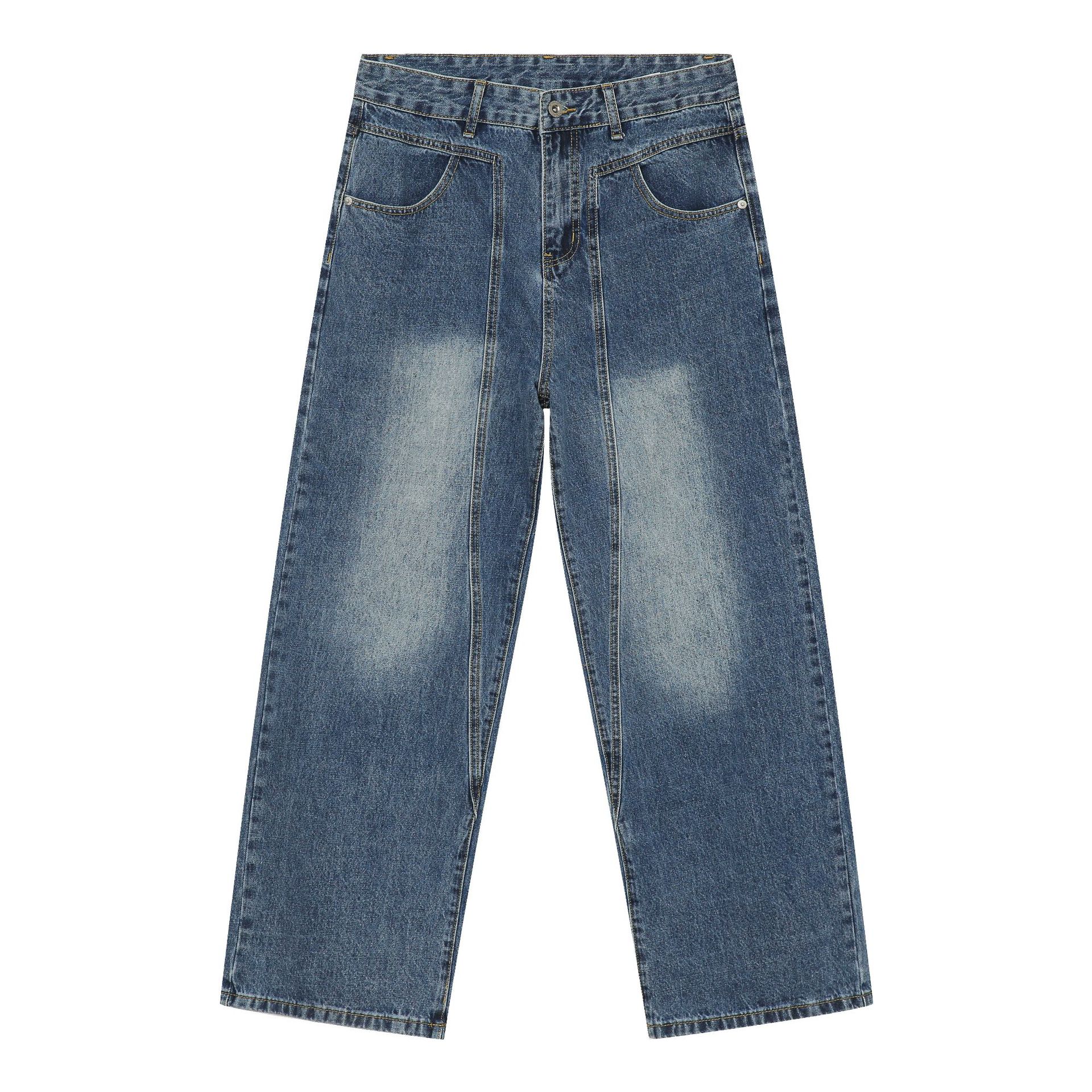 

Длинные брюки Свободные прямые джинсы Мужские повседневные брюки Sense Hundred Прямые свободные джинсы для мужчин Модные и удобные брюки XL синий