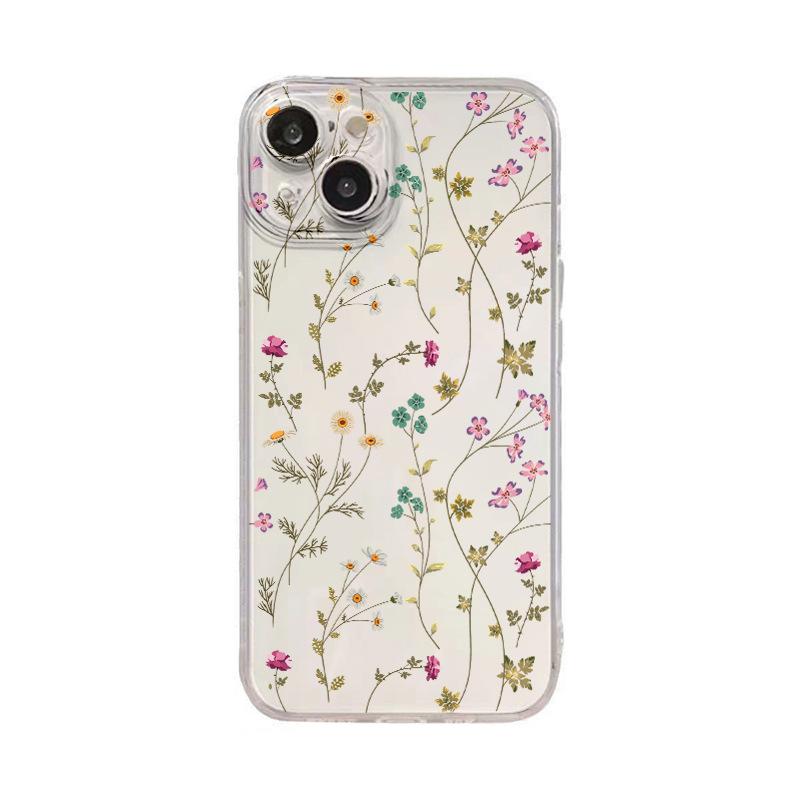 Trend Sweet Full Screen Flower Apple 13 Mobile Phone Case Iphone17 Hot-selling 16promax Transparent Case 14