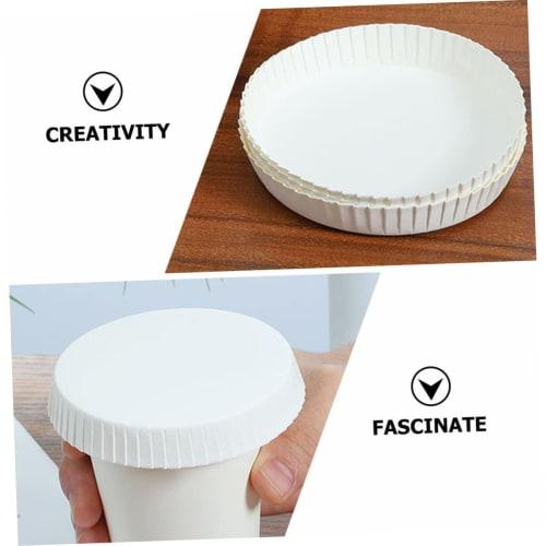 Lurrose 50-Piece Disposable Paper Cup Lids, Drink Covers for Water, Juice, and Iced Tea, for Home, Office, and Shop Use