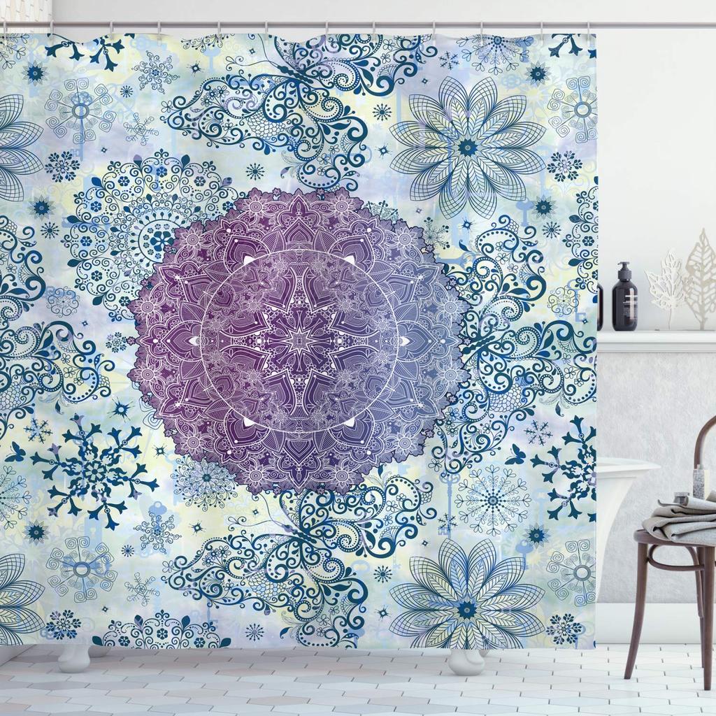 Boho Floral Shower Curtain for Bathroom,Paisley Mandala Shower Curtains,Colorful Bathroom Curtain,Durable Waterproof Bath Screen