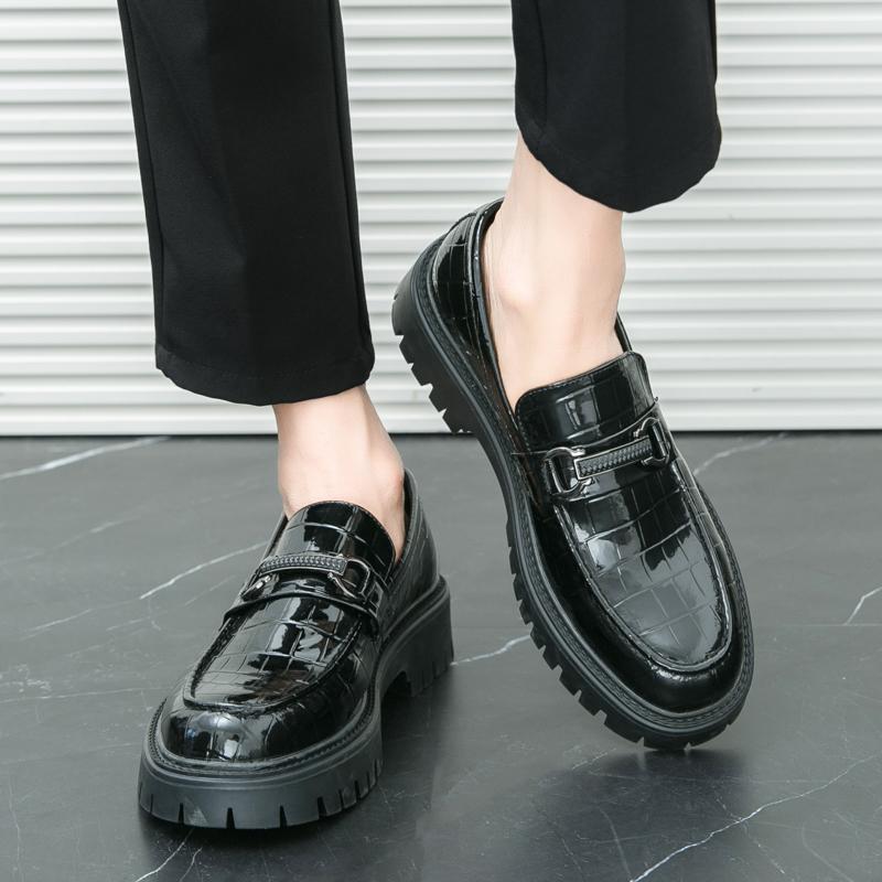 Pantofi cu platformă Mocasini Bărbați Cu talpă groasă Nuntă Negru Formal Pantofi de afaceri Slip-on Piele Creștere