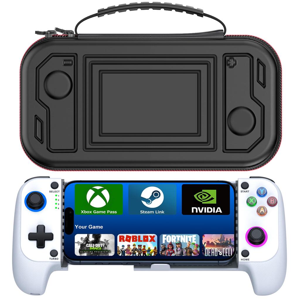 Elekasumi Smartphone Controller Compatible with RGB Game Supports Xbox Mobile Hall Rapid Vibration Low Case Smartphone Compatible Case (with Case) -