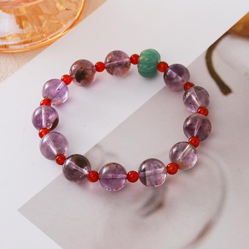 Natural Crystal Bracelet Agate Tiger Stone Strawberry Crystal Braceletfashion Women Daily Jewelry Gift