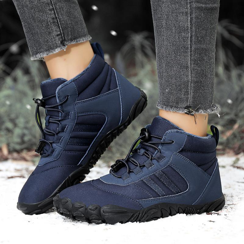 a Outdoor cotton shoes warm and non-slip men's and women's hiking snow boots winter velvet waterproof five-finger hiking shoes
