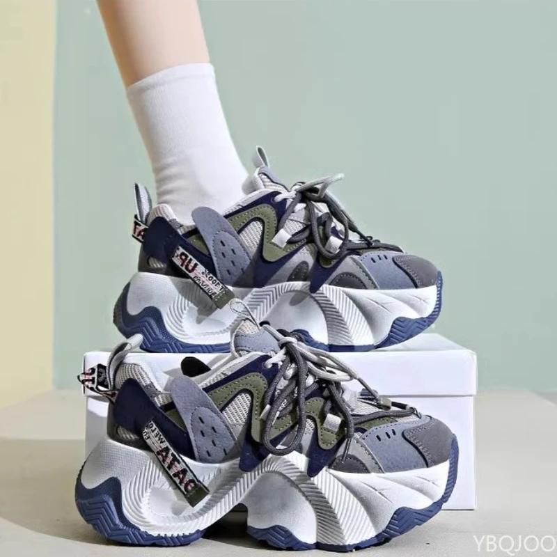 Fashion European and American New Single Shoe Round Toe Shallow Mouth Sports Women's Casual Sports Vulcanized Shoes Thick Sole Sneakers