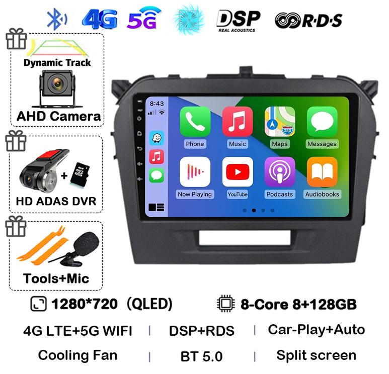 Android 14 Carplay Auto WIFI+4G For Suzuki Vitara 4 2017 2018 2019 2020 2021 2022 Car Radio Stereo Multimedia GPS Video Player