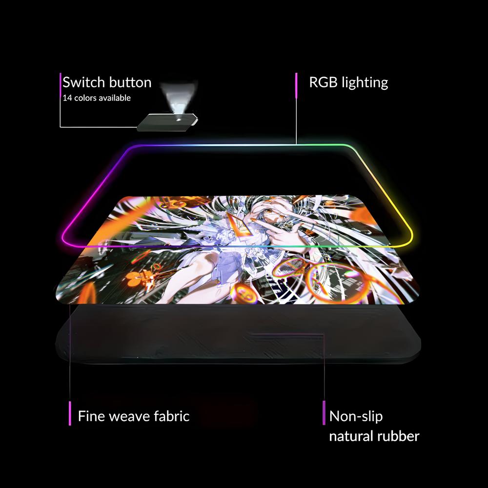 Art Yoneyama Mai Mouse Pad RGB Gaming Mouse Pad HD Gamer Large LED Light XXL MousePads PC Computer Pad Non-slip