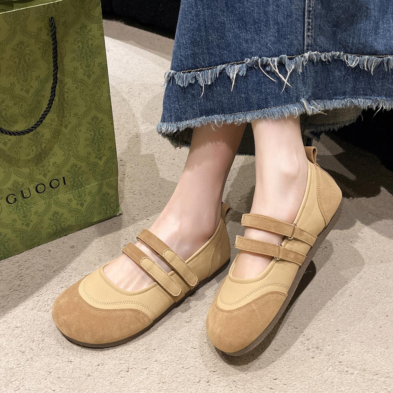 

2025 весна и осень новые туфли Мэри Джейн на платформе женские летние туфли для отдыха с липучками балетки с мягкой подошвой 40 хаки