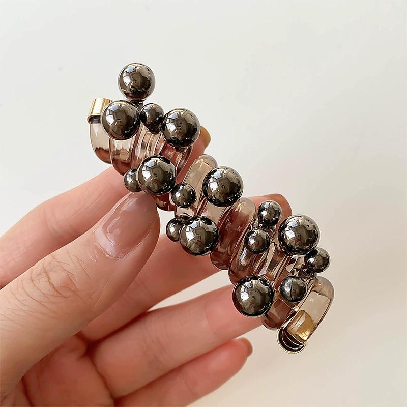 

Петля для волос из телефонного провода конфетного цвета не вредит волосам, высокоэластичная резинка, имитация жемчуга, головной убор кофейный