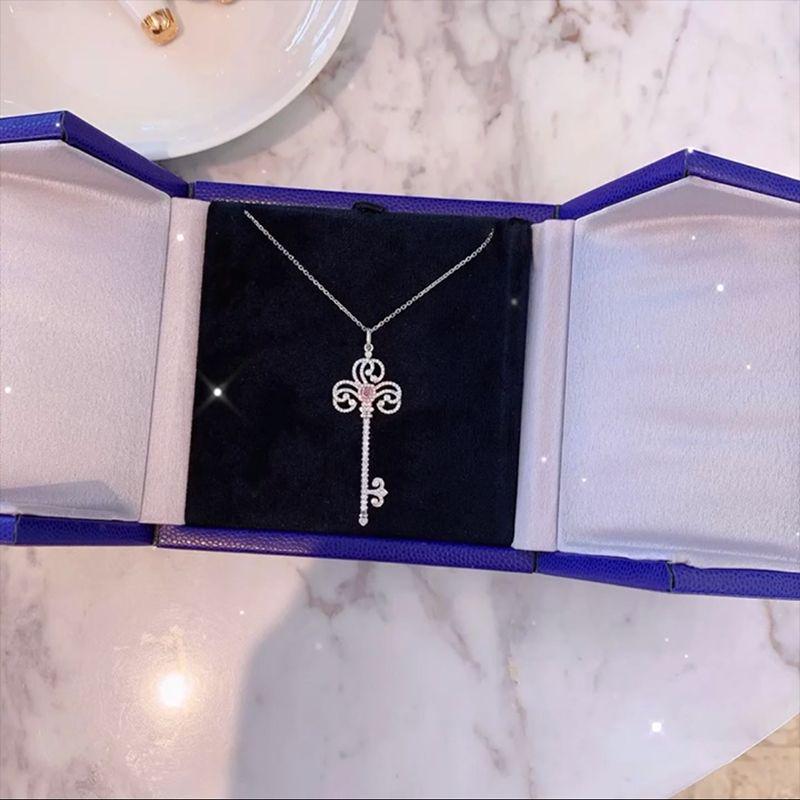 Women s Pink Key Necklace - Minimalist Luxury, Influencer Style