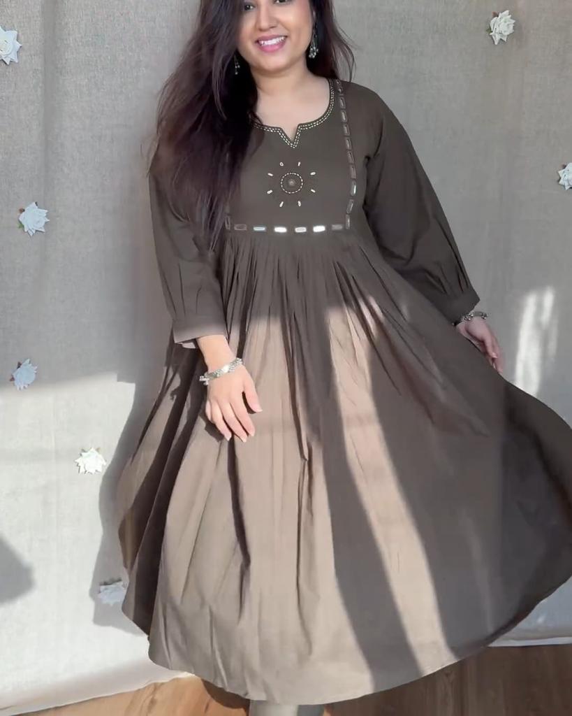 Indian Designer Pure Cotton Kurta Pant Set Women Bollywood Top Tunic Kurti Dress