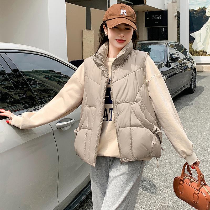 Short cotton vest women's autumn and winter new outer wear cotton clothes vest hooded casual fashion vest jacket