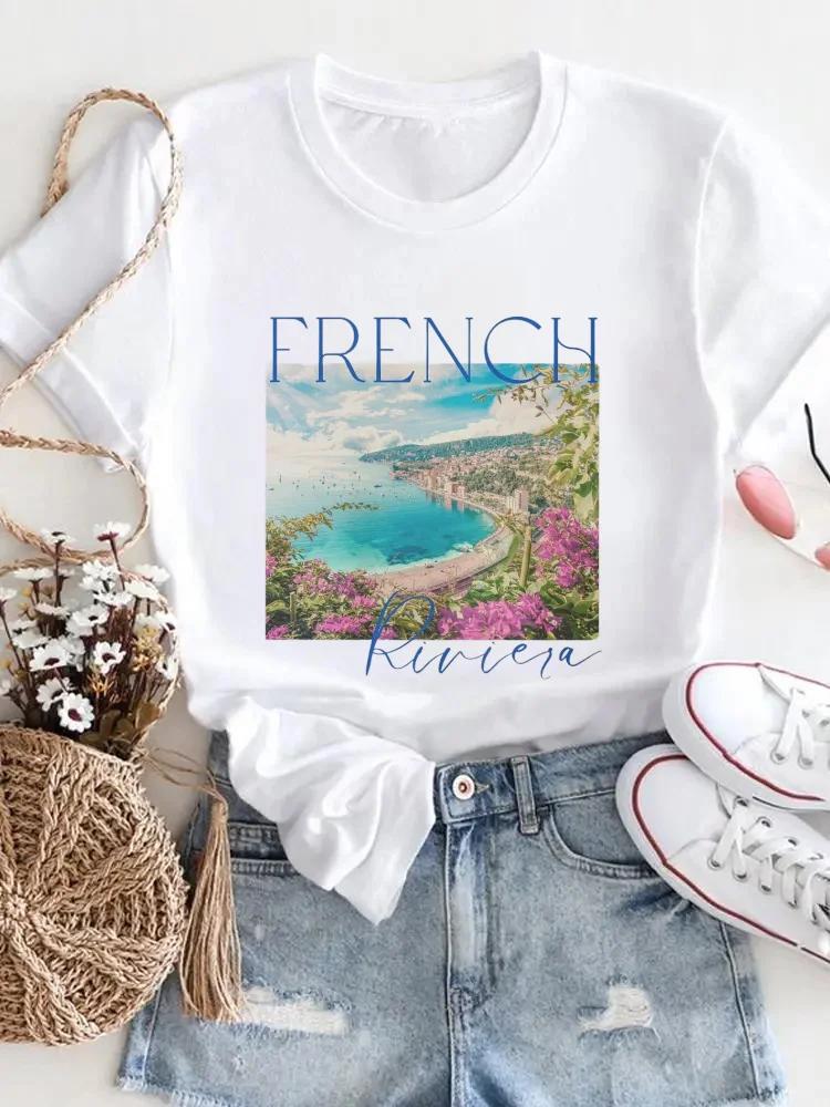 Camiseta de Verano de Manga Corta con Estampado Casual de Moda para Mujer con Patrón de Fruta de Limón, Ropa de Moda con Cuello Redondo de Tejido de Poliéster