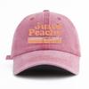 1pc JUST PEACHY Print Washed Baseball Cap for Adults,Minimalist Retro Style Casual Soft Adjustable Dad Hat, Perfect As Gift