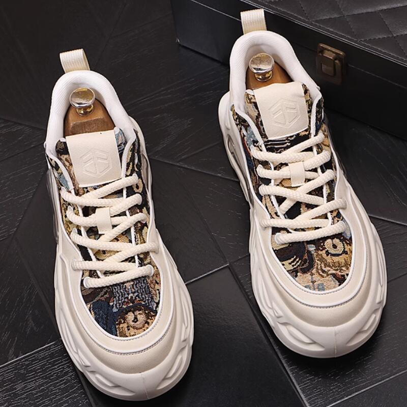 

Fashion Men s sports fashion air cushion shoes printed color matching trend casual shoes thick sole Korean men s shoes a39 44