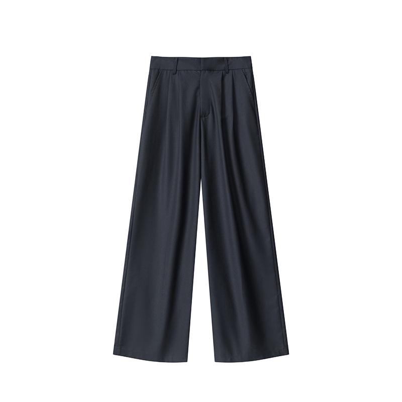 HeyHenry Women s Grey Wide-Leg Suit Pants - Spring/Autumn Casual, Loose, Slimming, and Versatile. Medium королевский синий