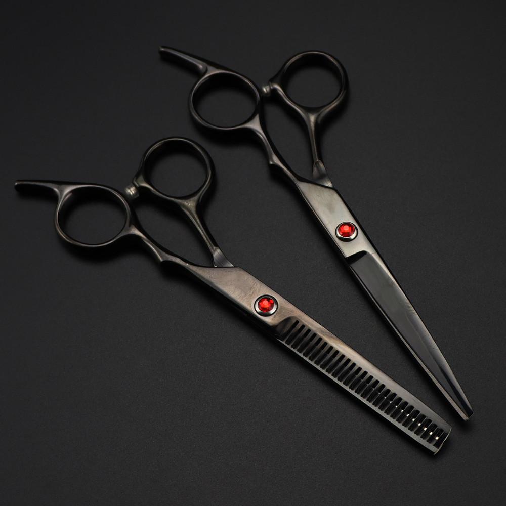 Professional 6 '' Scissor Red Gem Hair Cutting Scissors Haircut Thinning Barber Tools Cut Shears Hairdresser Scissors