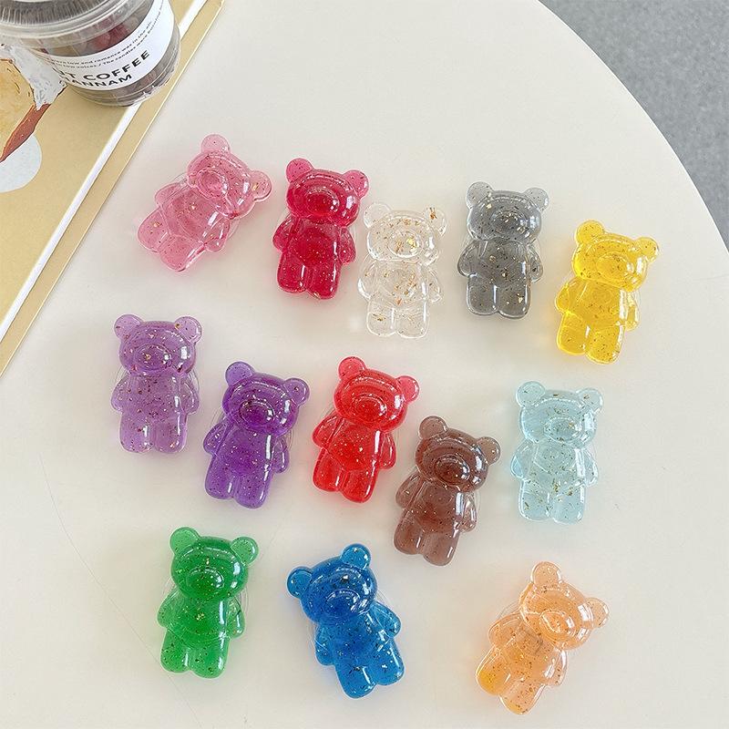 Transparent Bear Mobile Phone Airbag Bracket Gold Foil Back Sticker Creative Desktop Bracket Stable