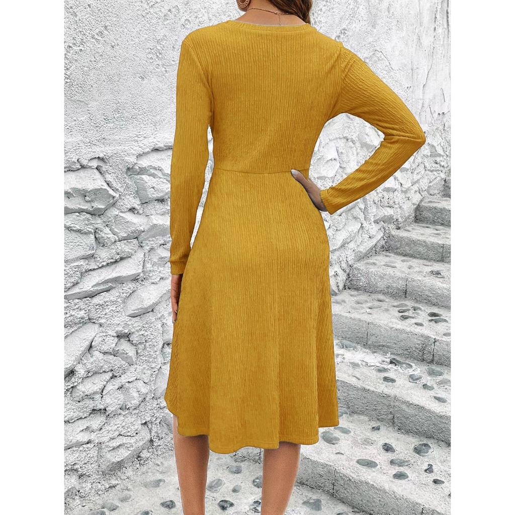 IHUASU Dámské ležérní šaty s výstřihem do V, sexy, jednobarevné, áčkového střihu, jaro léto