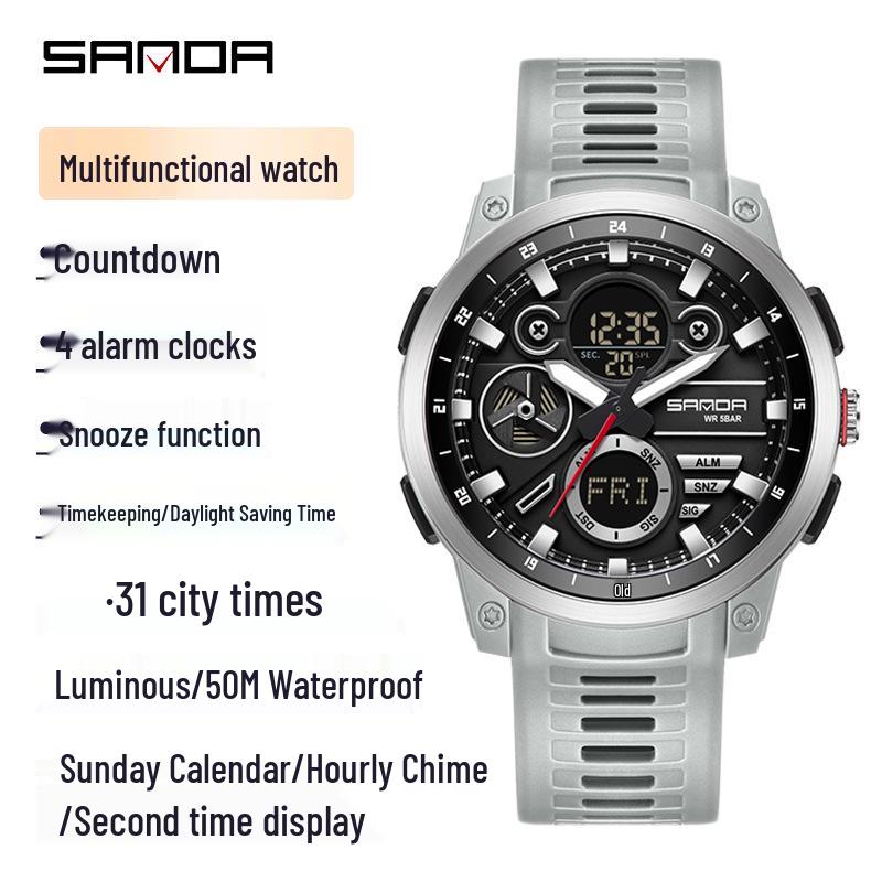 Sanda Unisex Digital Sports Watch with 4 Alarms, Outdoor Stopwatch, and Running Timer
