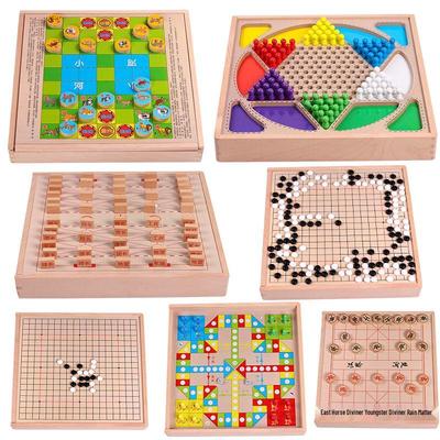 7-in-1 Wooden Board Game Collection