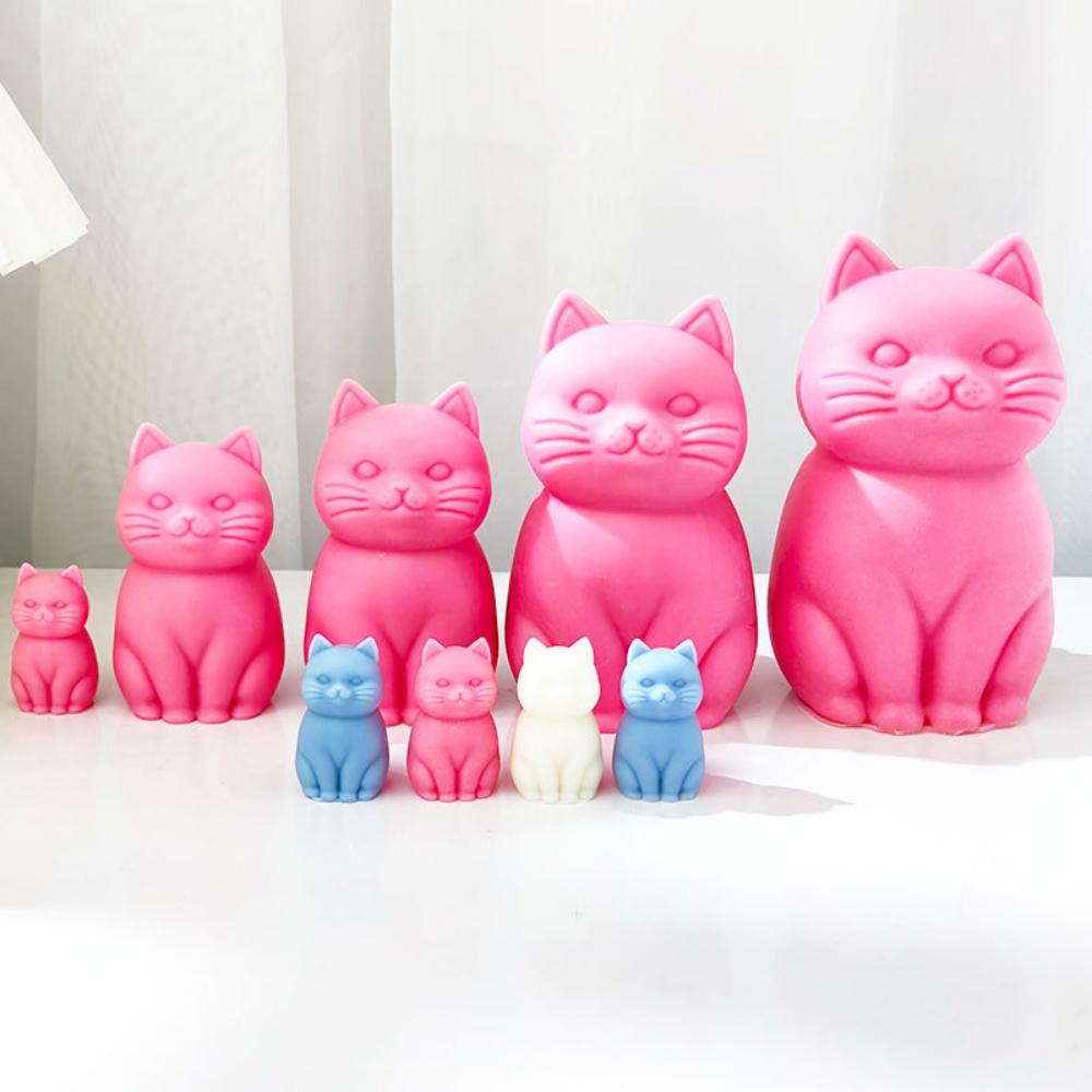 3D Fat Cat Candle Silicone Mold Handmade Cute Size Sitting Cat Aromatherapy Candle DIY Toy Cake Mold Gypsum Resin Ornament Gift