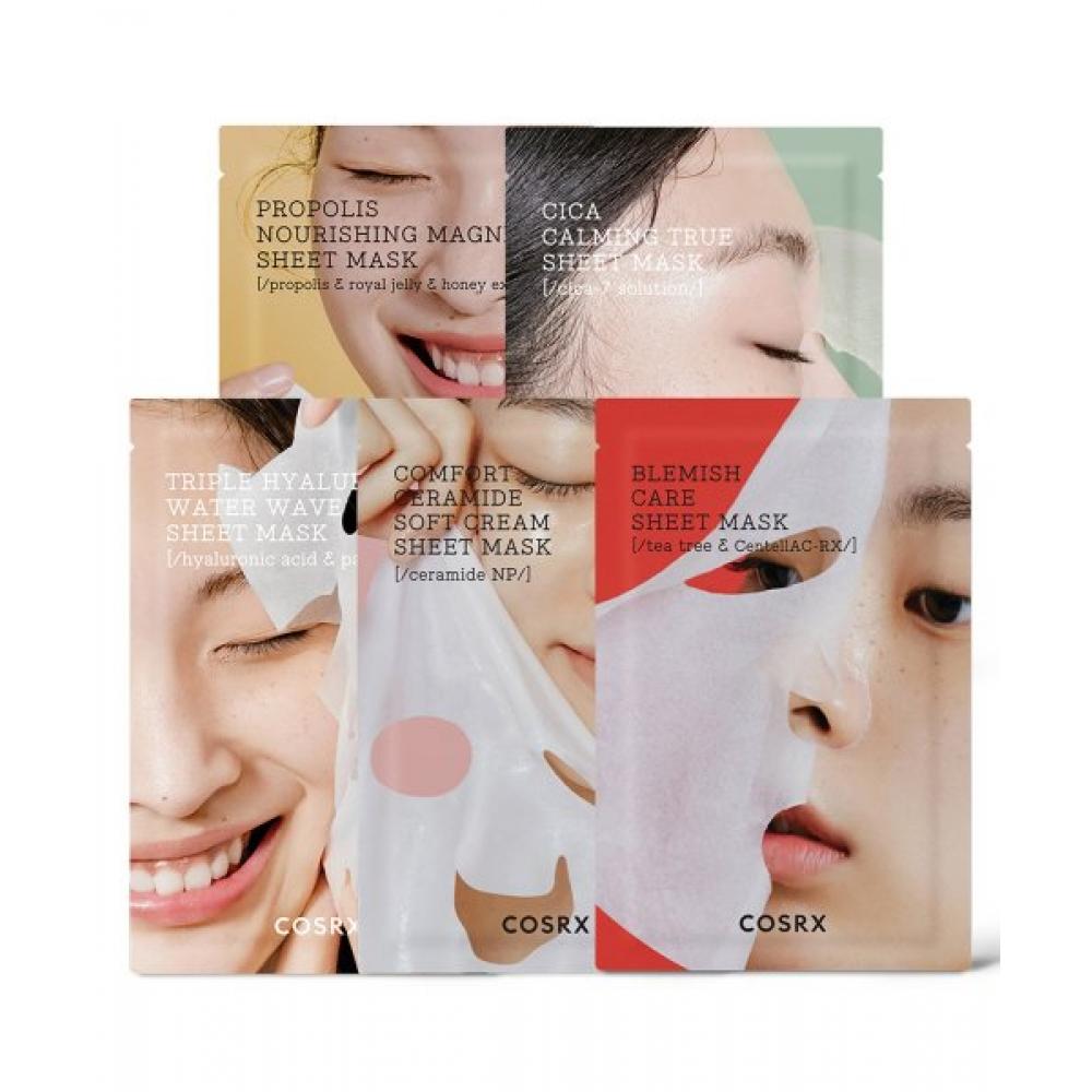 Cosrx 5 Sheet Mask PAck Set  Choose 1 Of Pure Fit Full Fit Hydrium Balancium Ac PURE FIT CICA CALMING TRUE SHEET MASK