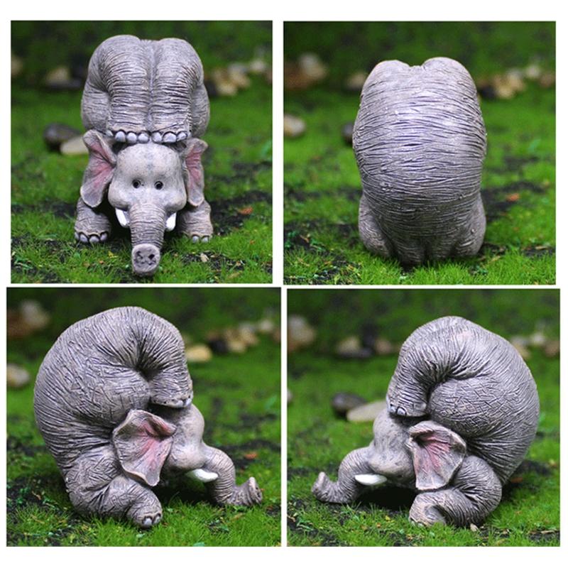 3 Pcs Cute Yoga Elephant Ornament Garden Micro Landscape Elephant Figurines Collectible Desk Ornament Room Decor Gift