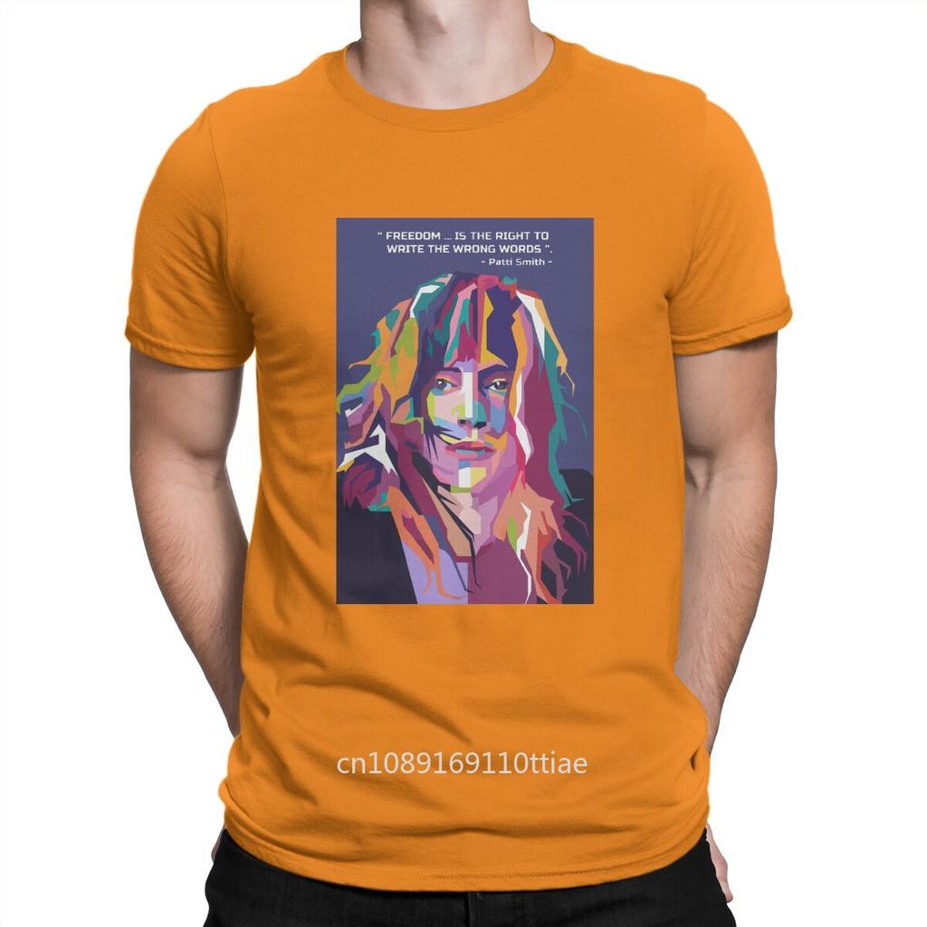 Patti Smith Creative TShirt for Men Best Quotes From Patti Smith In Wpap Round Neck Basic T Shirt Distinctive Gift Clothes Tops