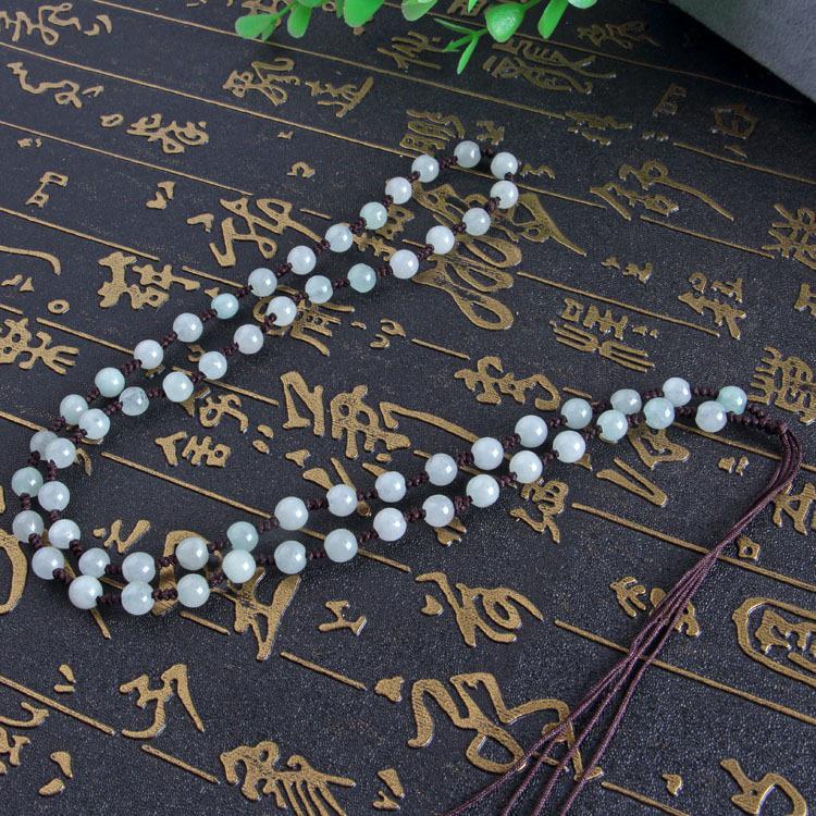 Quartzite Jade Handmade 6mm Round Bead Necklace Cord for Men and Women