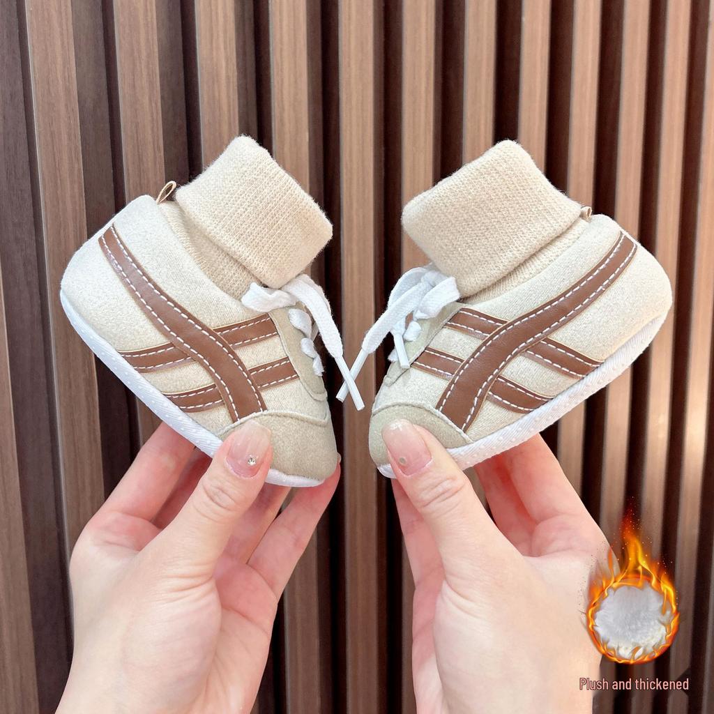 İlkbahar & Sonbahar Bebek Ayakkabıları: Kaymaz Yumuşak Tabanlı Ayakkabı-Çorap Kombinasyonu, Erkek ve Kız Çocukları İçin, 0-12 Ay