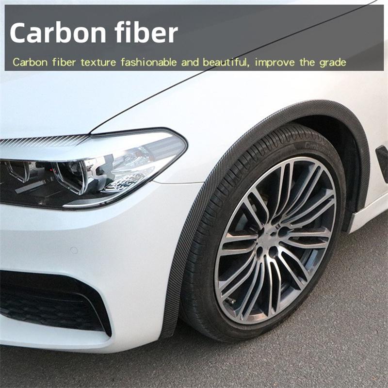 Universal Black Carbonfiber Fender Flare Car Wheel Eyebrow Rubber Protector Strip Guard Wheel-arch Trim Arch Extender