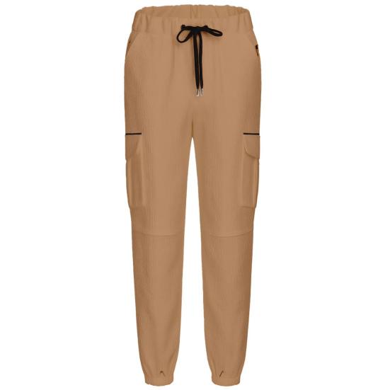 Men Cargo Pants Drawstring Waist Jogger Pants Tapered Casual Trousers with Multi Pockets for Gym Workout Hiking Street Wear