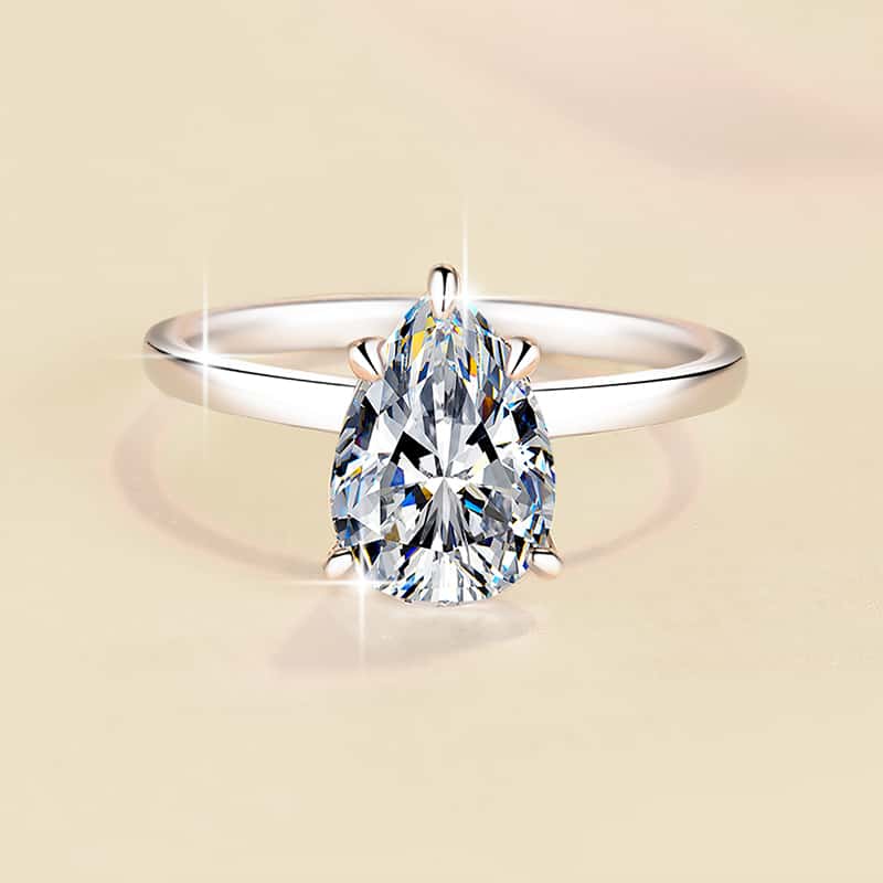 Fine Jewelry Luxury High-end Syntactic 1Ct Pear Cut VVs1 Moissanite S925 Sterling Silver Ring Engagement Gift for Woman