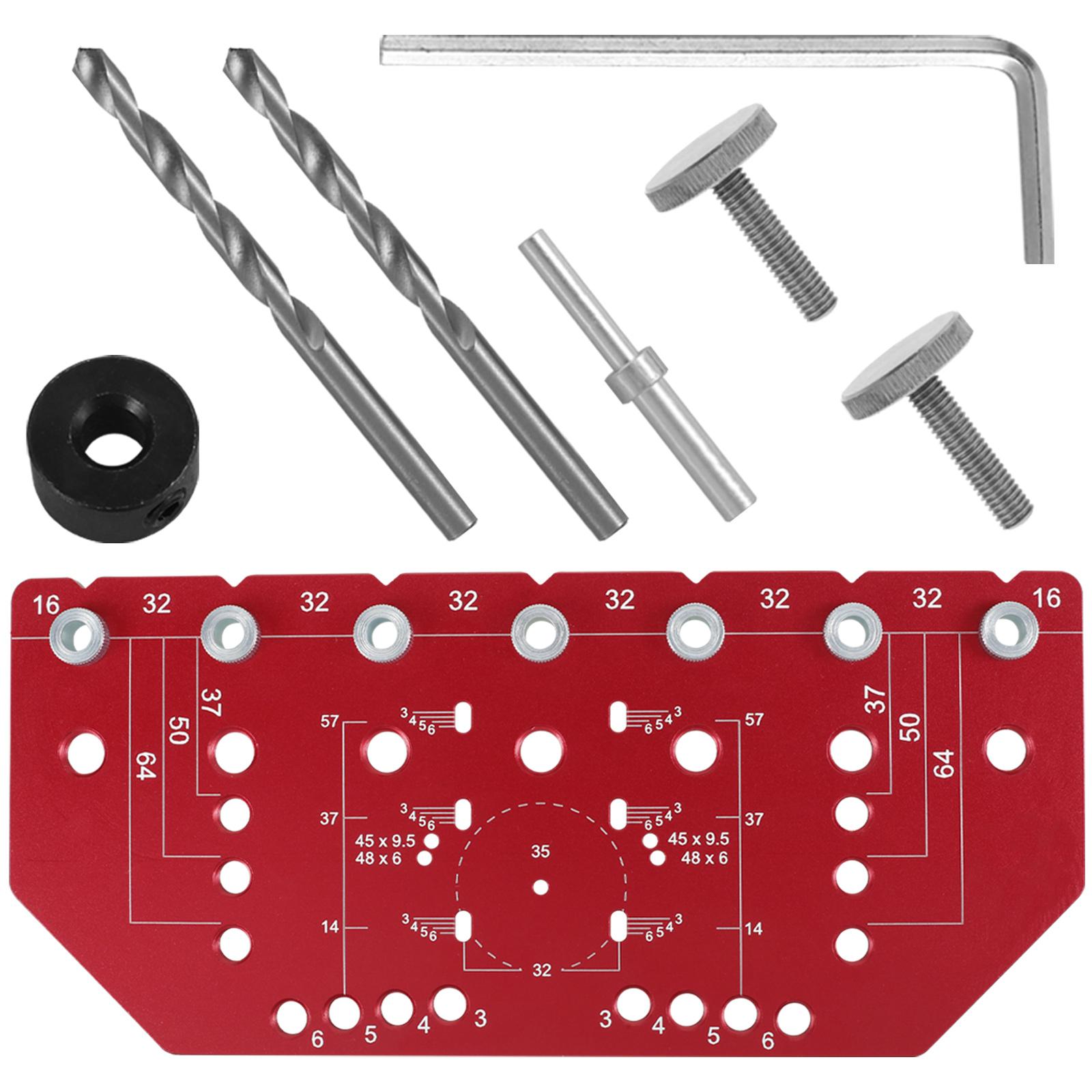 

Aluminum Alloy Handle Pitch Punch Hole Locator Shelf Pin Drilling Guide Jig Concealed Hinge Hole Drill Template Guide Locator