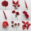 10-Piece Burgundy Floral Décor Set: Red-Toned Artificial Flowers, Mat, Aisle Runner, Wedding Decoration