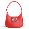 Versatile Mini Handheld Jelly Bag Bow Decoration Candy Color Crossbody Bag New Fashion Handbag with Chain Women Girls Moon Bag
