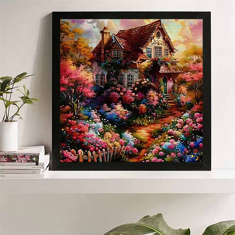 New Arrival 5D DIY Full Circle Diamond Painting "Castle Garden" Embroidery Cross Stitch Home Decor Gift