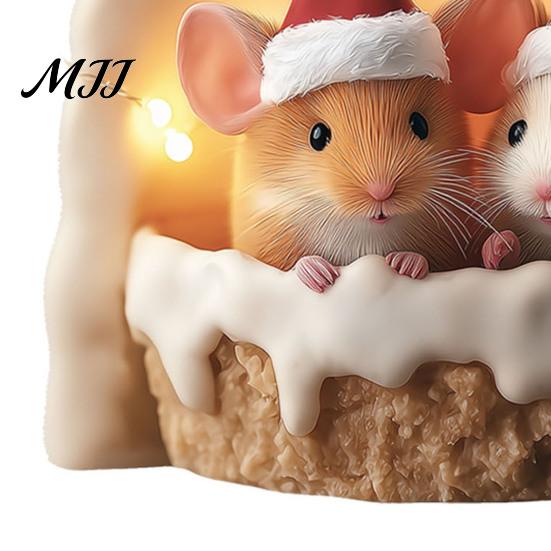 Waterproof PVC Glass Clings Cute Mouse Wall Sticker, Decal, Winter Santa Hat Cartoon Stickers Art Decor, Self-Adhesive Window for Christmas