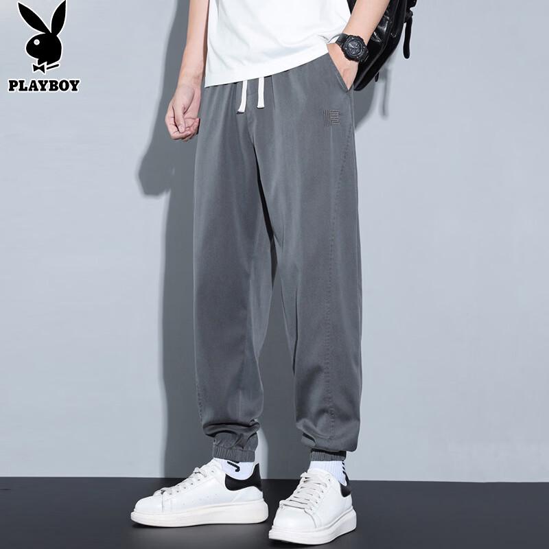 PLAYBOY Men's Loose Fit Ice Silk Tapered Jeans