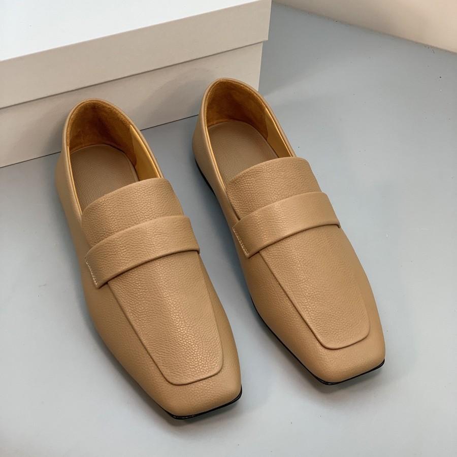 Britischer Stil quadratischer Kopf ein Pedal Pendler Loafer Lederschuhe Damen 2025 schlicht und bequem vielseitig flacher Absatz Einzelne Schuhe Freizeitschuhe