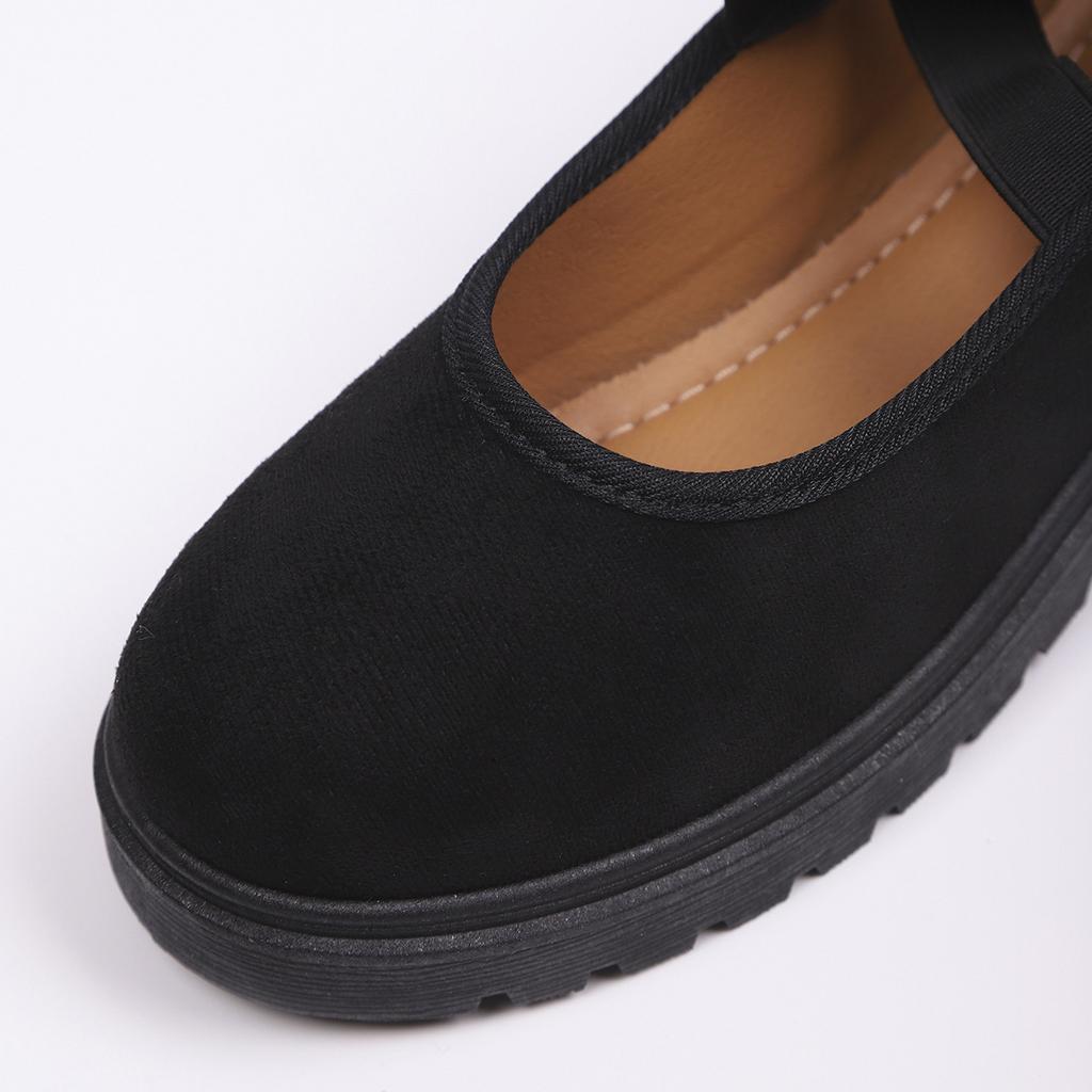 Moda Nuove Scarpe da Donna Tacco Medio Mary Jane Scarpe Singole Retro Tacco Grosso Scarpe di Peluche Cinturino Incrociato Scarpe a Bocca Bassa con Fondo Morbido.