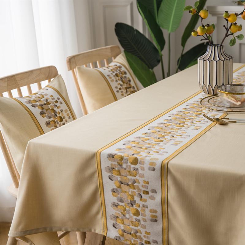 Waterproof Tablecloth Solid Color Plain Color Imitation Cotton And Linen Fringed Lace Geometric Rectangular Dining Table Coffee Table Tablecloth