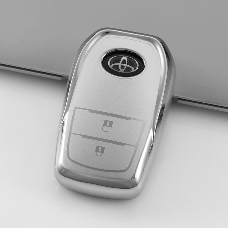 Toyota Car Key Case: Crown, Highlander, Dual Engine, Prado, Land Cruiser, Camry - Quicksand Silver.