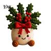 Decorative Yarn Craft for Home Simulated Crochet Christmas Potted Decor, Knitted Mini Artificial Tree Flower Durable Plants Ornament, Cute Festive