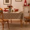 Christmas Gift Print Tablecloth New Xmas Faux Linen Dining Table Decor Backdrop