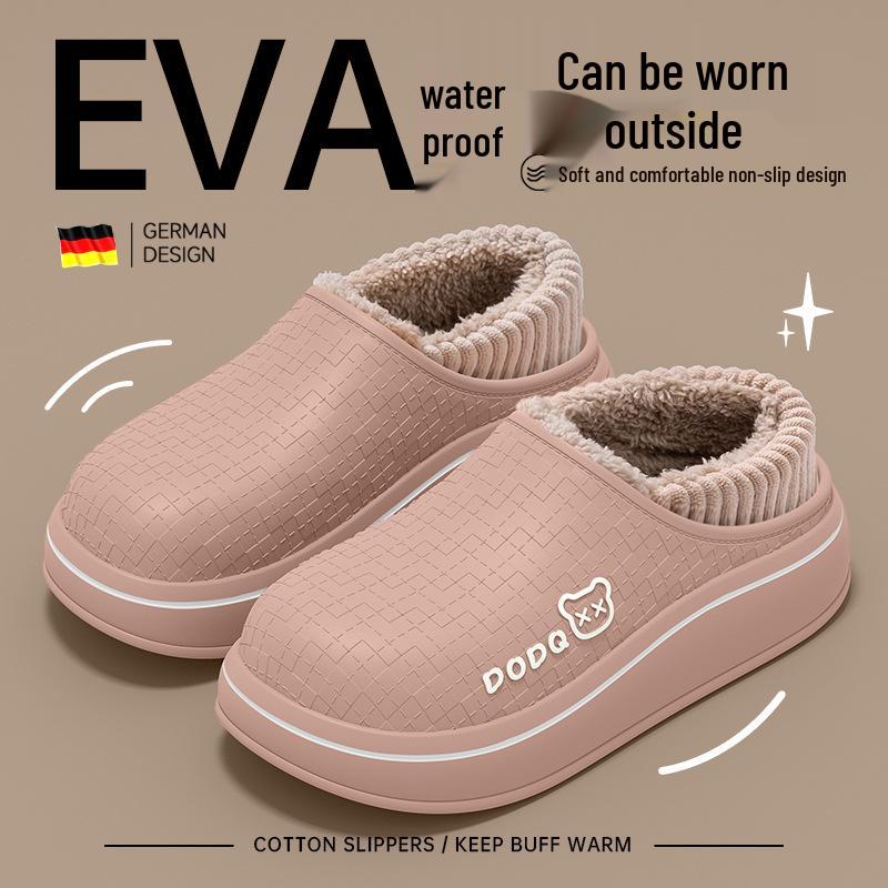 EVA Bag & Cotton Slippers 2025: Women's/Men's Autumn/Winter Indoor Backless Non-slip Warm Waterproof Thick Sole Cotton Shoes